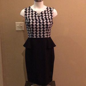 Black & White Houndstooth Peplum Dress